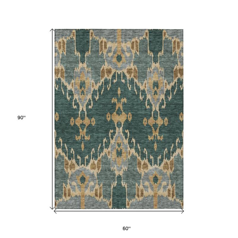 HomeRoots Ikat Transitional Rectangle Outdoor Rug