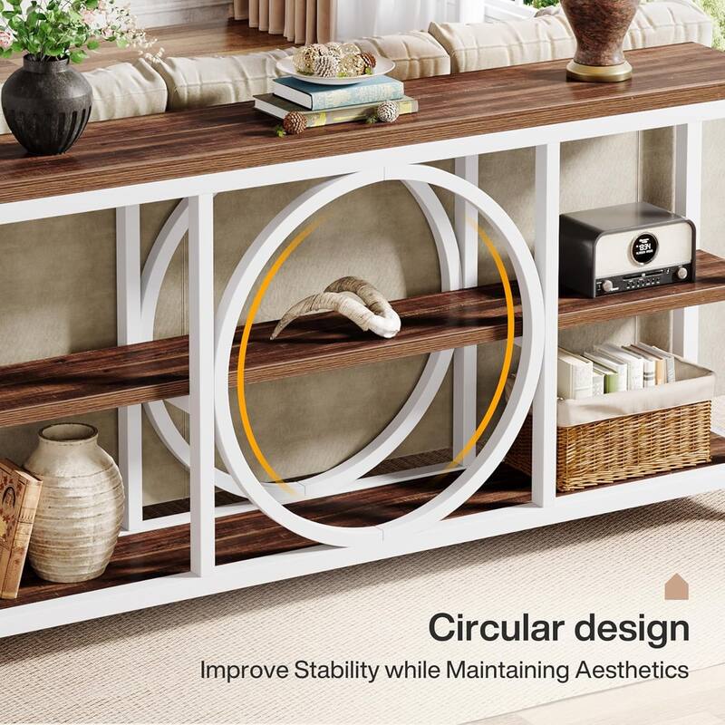 70.9" Extra Long Console Table Sofa Table Behind Couch with Wood Storage Shelves Metal Frame for Entryway/Living Room/Hallway