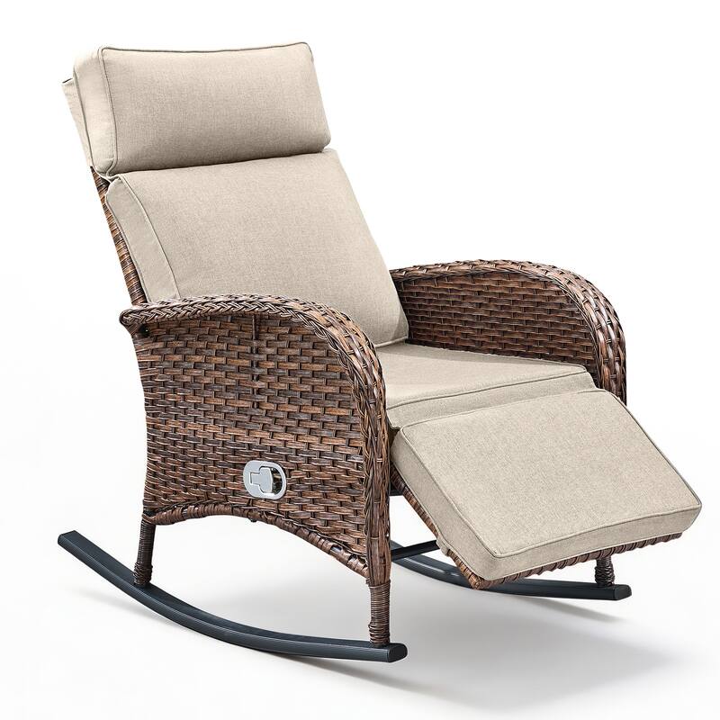 Pocassy Versatile Outdoor Recliner Rocker Chair with Side Table