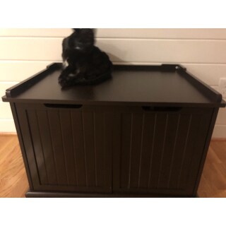 Brown Wooden Extra-large Cat House and Litter Box