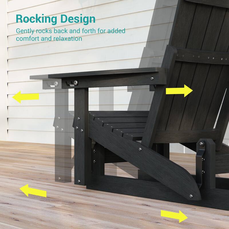Glider Adirondack Chair 3-Position Adjustable, HDPE Wood-Like Texture