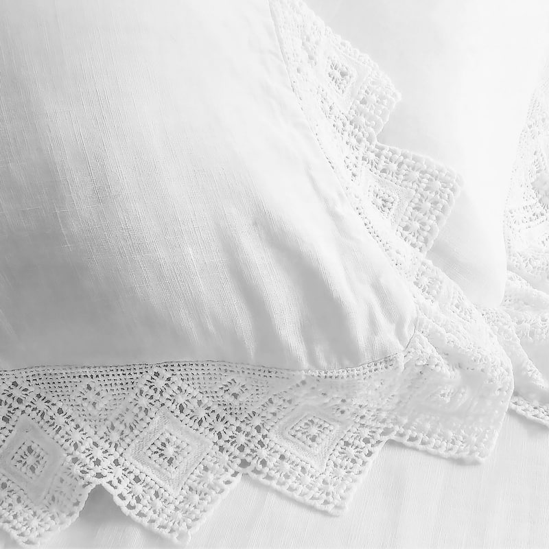 Elsie Lace White 6 Piece Duvet Cover Set
