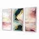 preview thumbnail 3 of 17, Designart "Abstract Geode Geometric Pink And Green III" Modern Geometric Framed Canvas Art Print - 3 Panels
