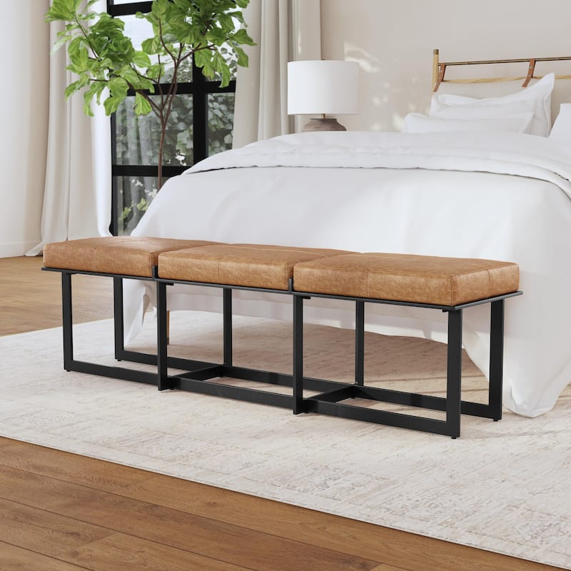 Classic Home Calvin Leather Narrow Bench - 62Wx16Dx18H