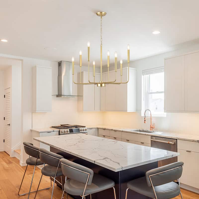 Farmhouse Chandelier, 8-Light Classic Candle Metal Chandelier for Dining Room Living Room Bedroom Kitchen - W26.96"x H34.44"