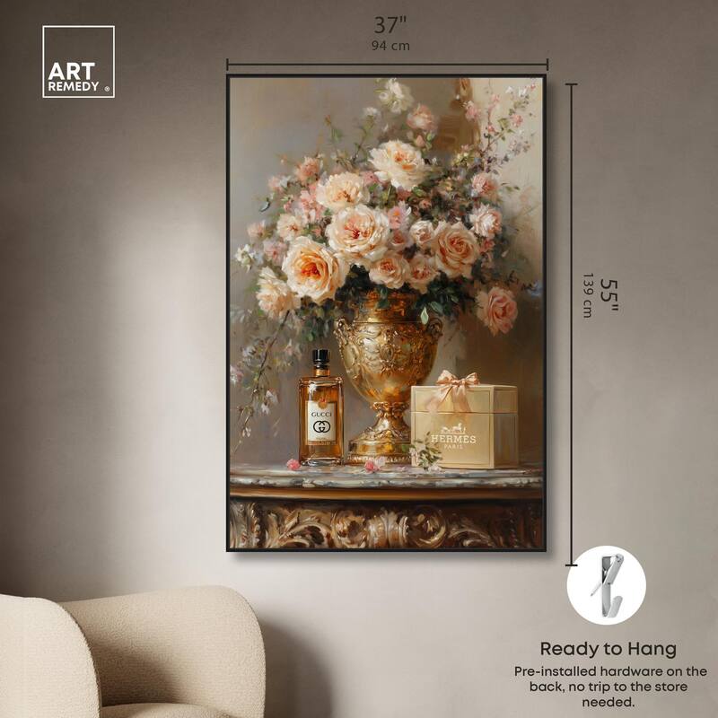 Classical Vase Tans and Floral Canvas by Art Remedy
