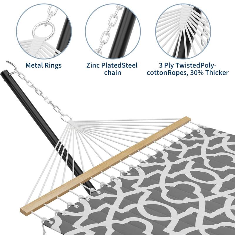 Outdoor Portable 475lbs Capacity Double Hammock with Stand for Patio Backyard Poolside