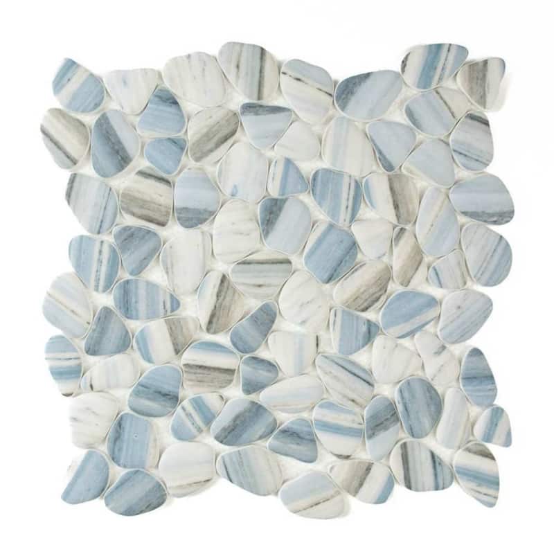 Huron Rock 12x12 Matte Glass Pebble Mosaic Tile - Floor, Wall, Backsplash