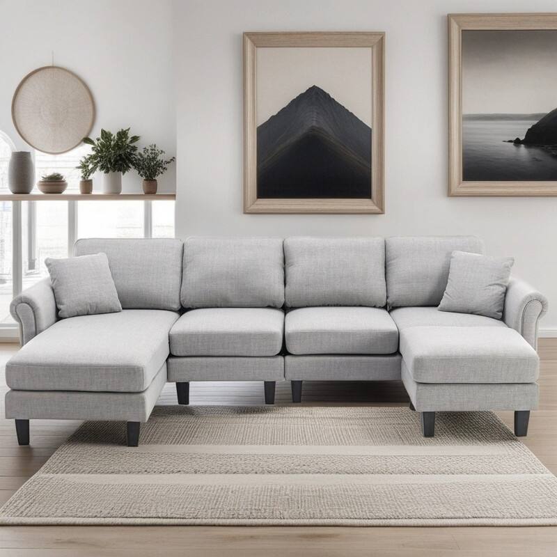 UShape Modular Sectional Sofa Reversible Sofa With Ottomans Bed Bath