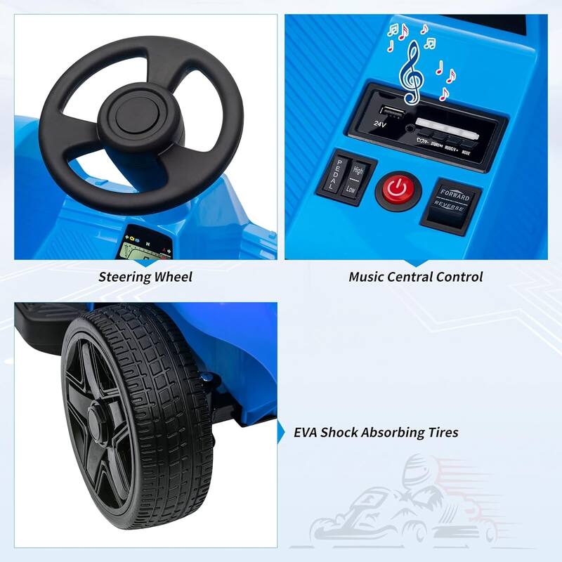 24V 2 Seaters 4-Wheelers Electric Ride On Toy for Kids, Two Driver Modes + Remote Control Modes
