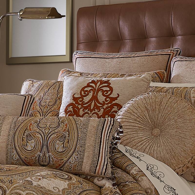 J. Queen New York Luciana 18" Embellished Decorative Throw Pillow - Accent - Polyester - Beige