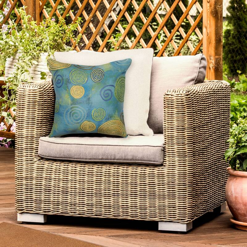 Liora Manne Visions III Graffiti Swirl Indoor/Outdoor Pillow Cool 20" Square