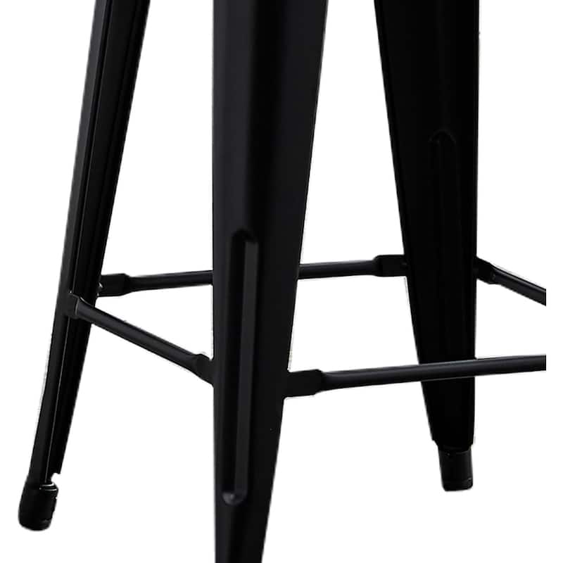 2-Piece 24" Backless Industrial Bar Stool Set - Matte Black
