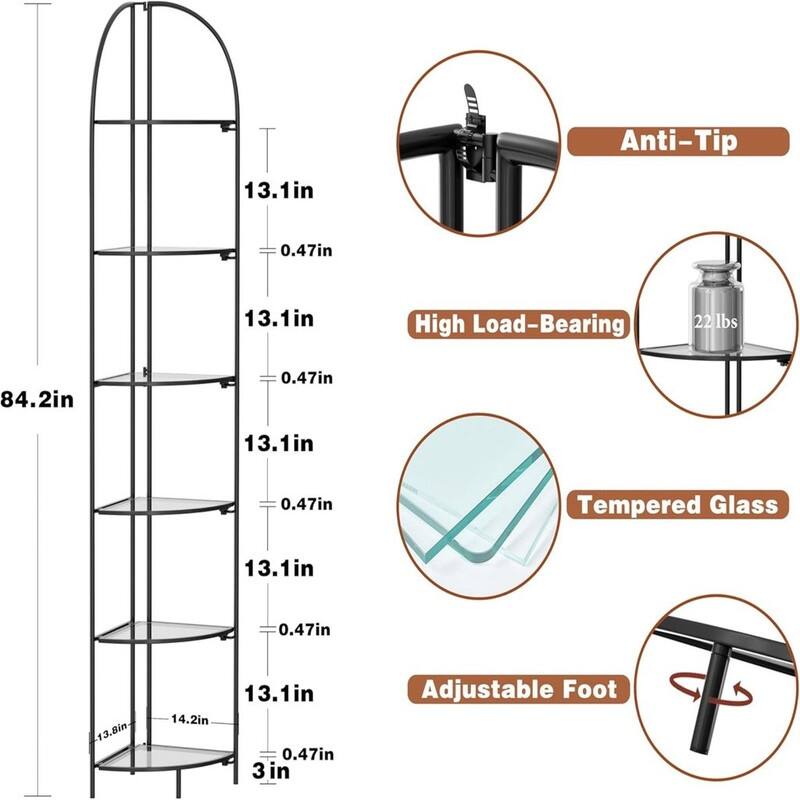 Crofy Foldable 6 Tier Corner Shelf