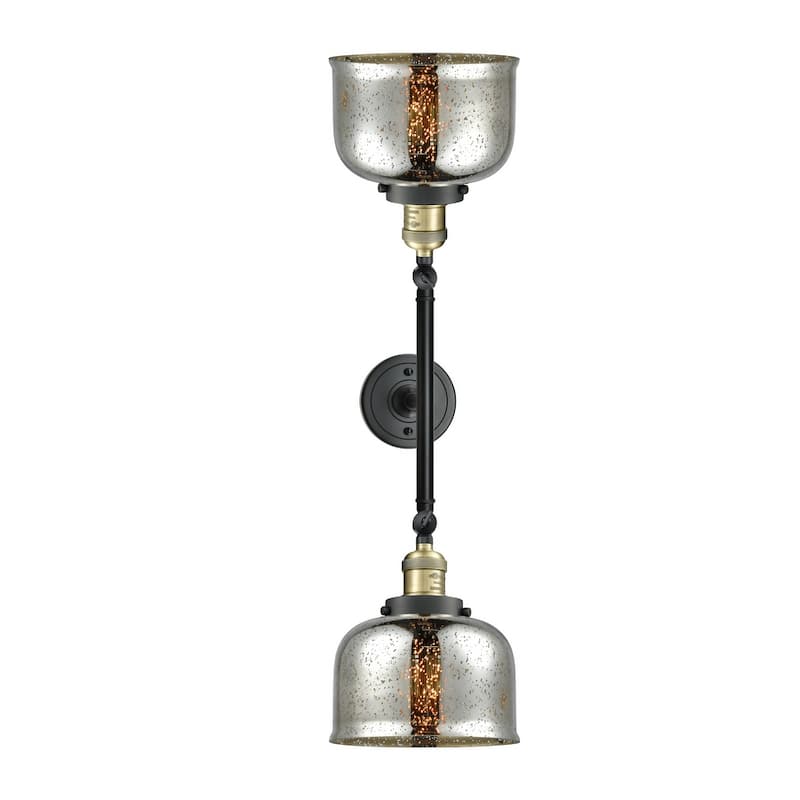 Innovations Lighting Large Bell 2 Light 23" Wide Bathroom Vanity Light - Black Antique Brass / Silver Plated Mercury