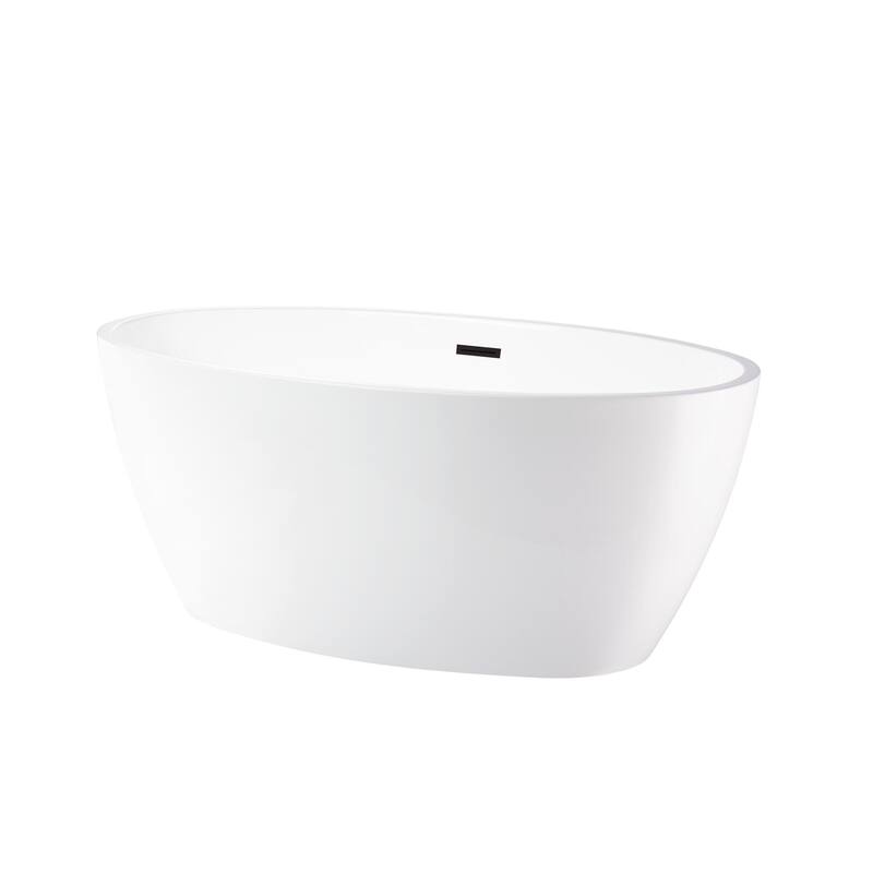 Vanity Art 69" Freestanding Acrylic Soaking Bathtub with Slotted Overflow & Pop-up Drain