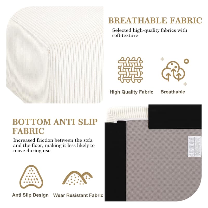 Corduroy Upholstered Modular Sectional Sofa with Ottoman