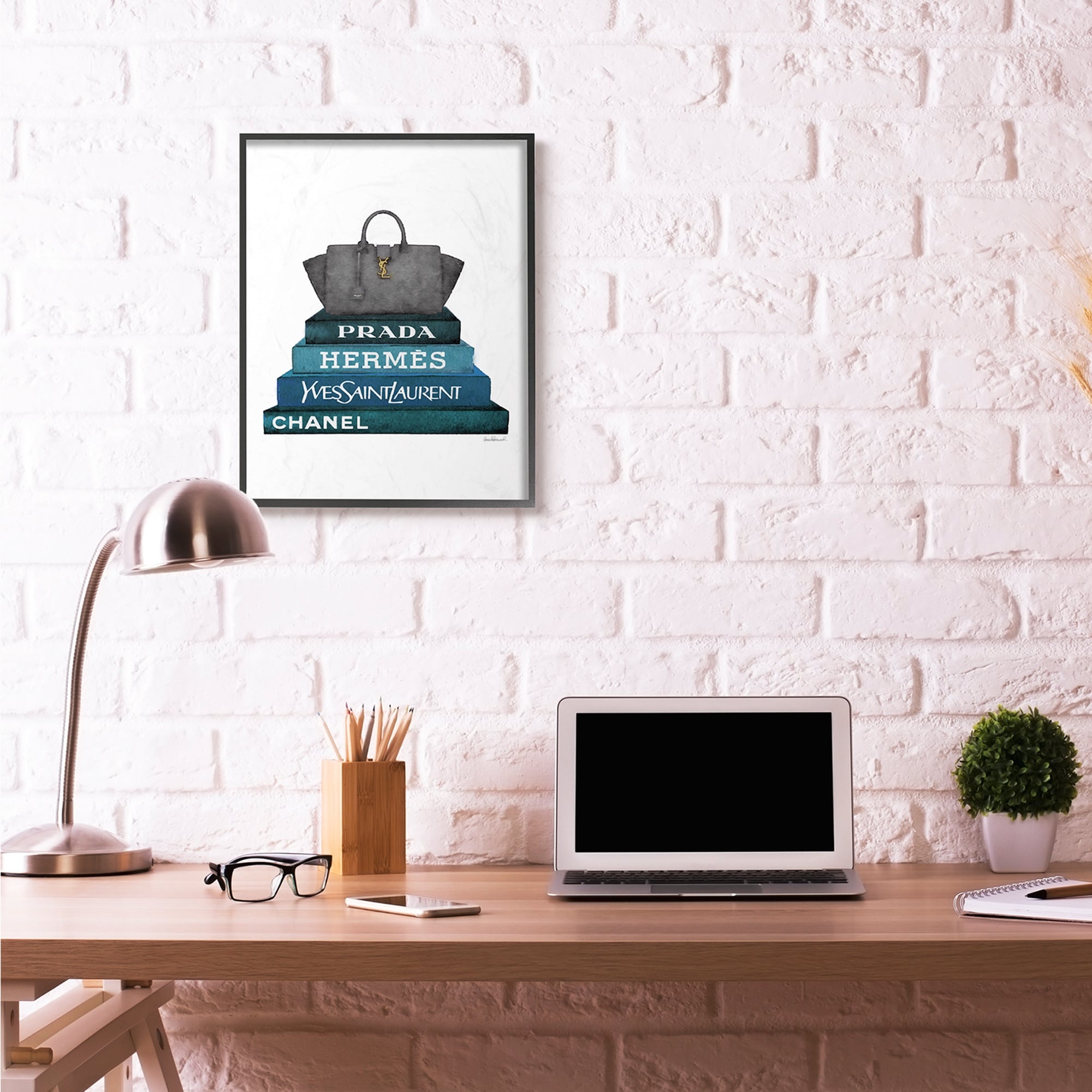 Designer Bag with Bookstack Canvas Wall Art, 18x24