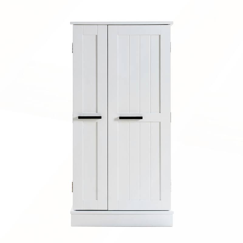 Freestanding Pantry Cabinet with Doors and Adjustable Shelves