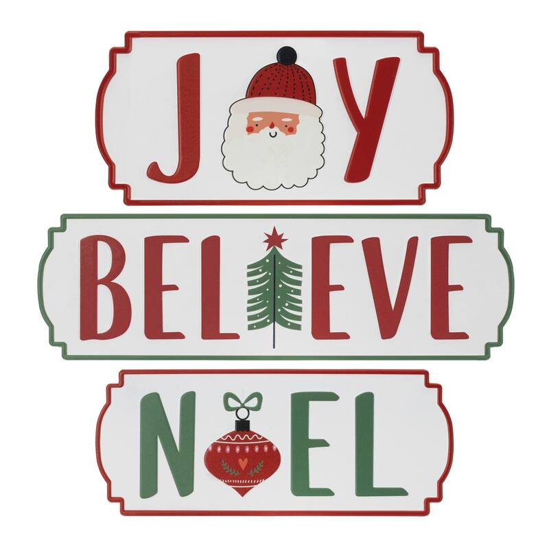 Holidays Sentiment Christmas Wall Plaques - 20.25"- Set of 3