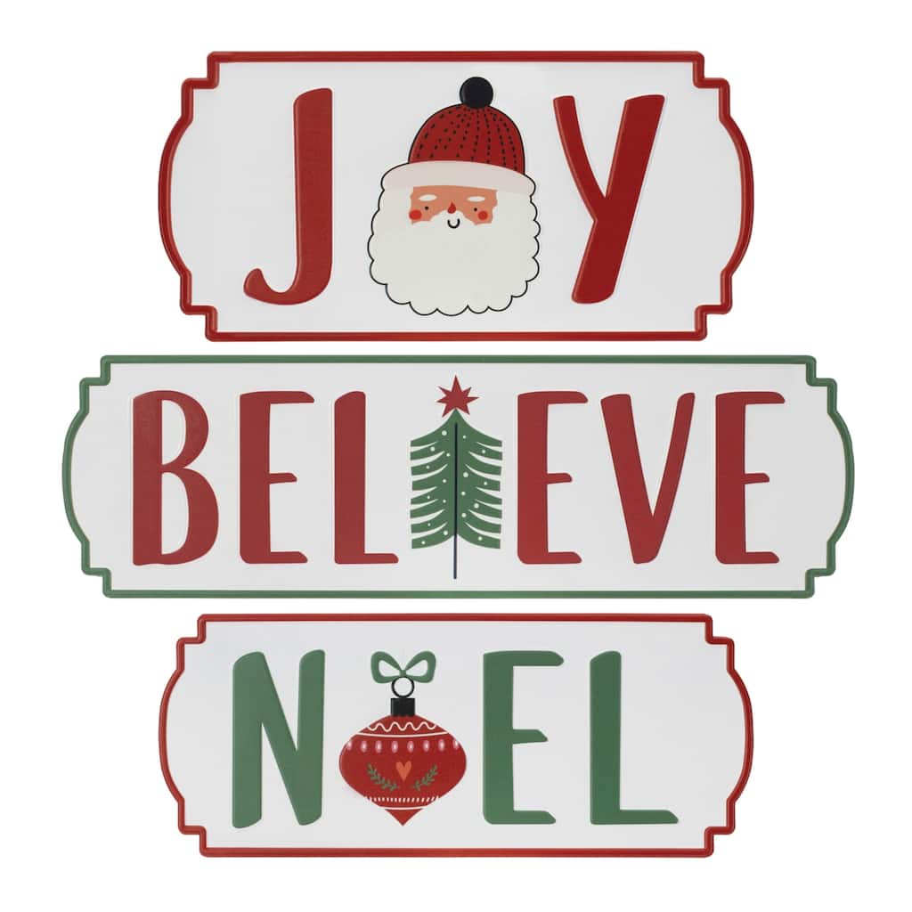 Holidays Sentiment Christmas Wall Plaques - 20.25"- Set of 3