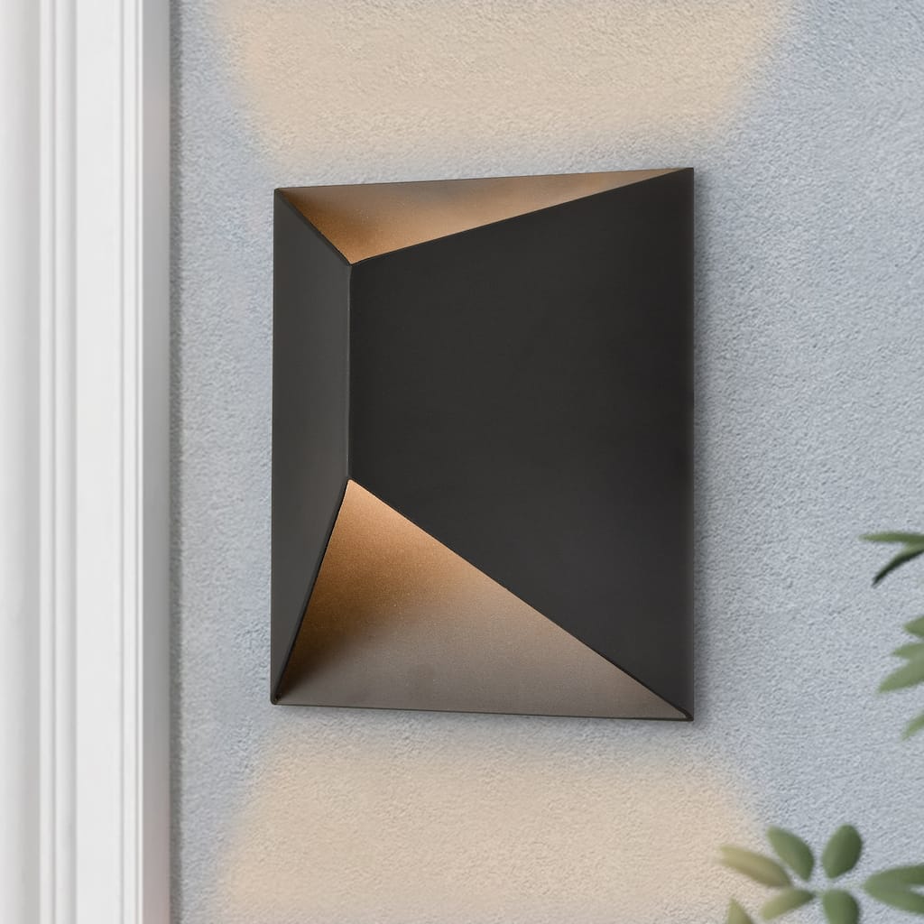 C Cattleya 2-Light Modern Matte Black Integrated LED Outdoor Wall Light