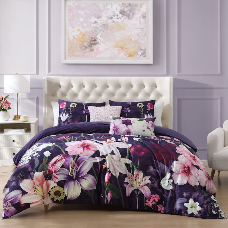Bebejan Morning Glory 100% Cotton Sateen 5 Piece Reversible Comforter Set