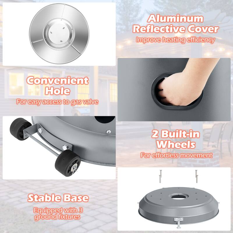 50000 BTU Propane Patio Heater with Round Table Design Adjustable Temperature Control Knob - 32" x 87"