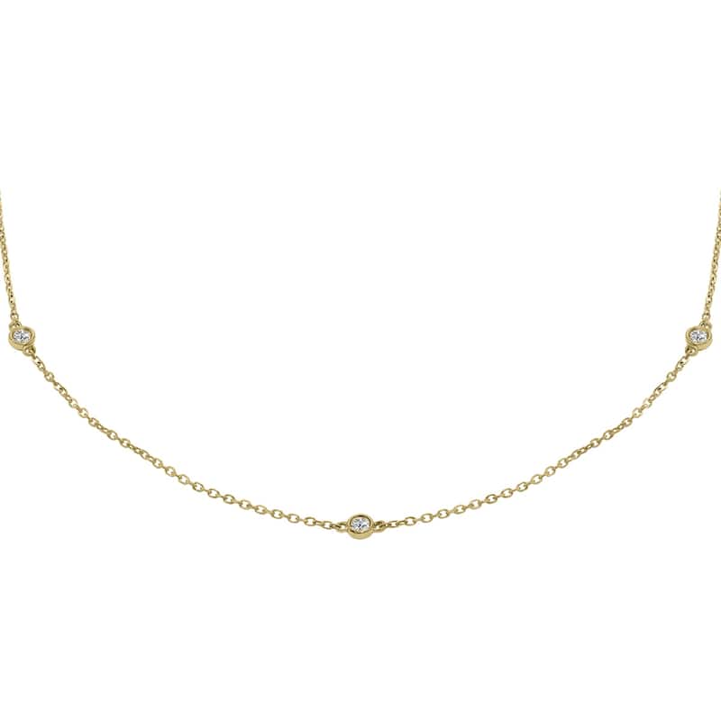 Marquee 0.25 Carat TW Bezel Set Lab Grown Diamond Station Necklace in 14K Yellow Gold
