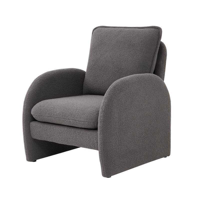 Sherpa Upholstered Accent Armchair Fabric Leisure Chair with High Back & Armrest Comfy Single Sofa Vanity Chair