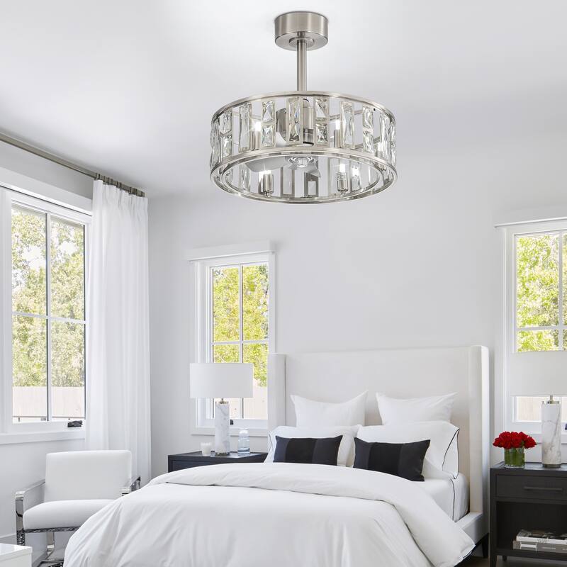 20-In Nickel Caged Ceiling Fan with Light Remote(5-Blade)