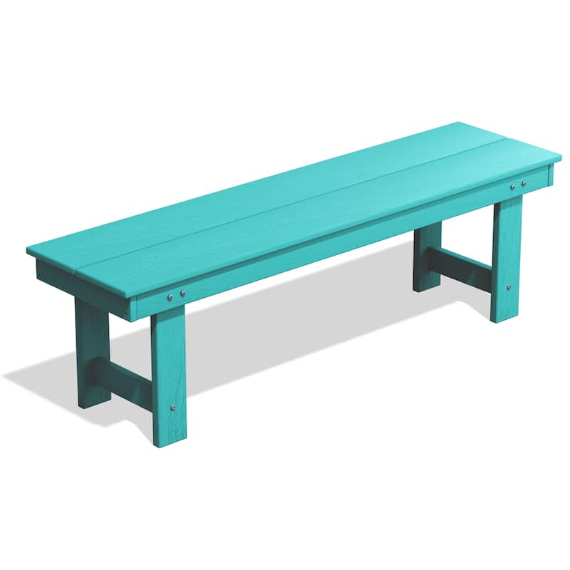 6-Piece HDPE Outdoor Dining Table Sets with Umbrella Hole - 1-Table 4-Chairs-1-Bench