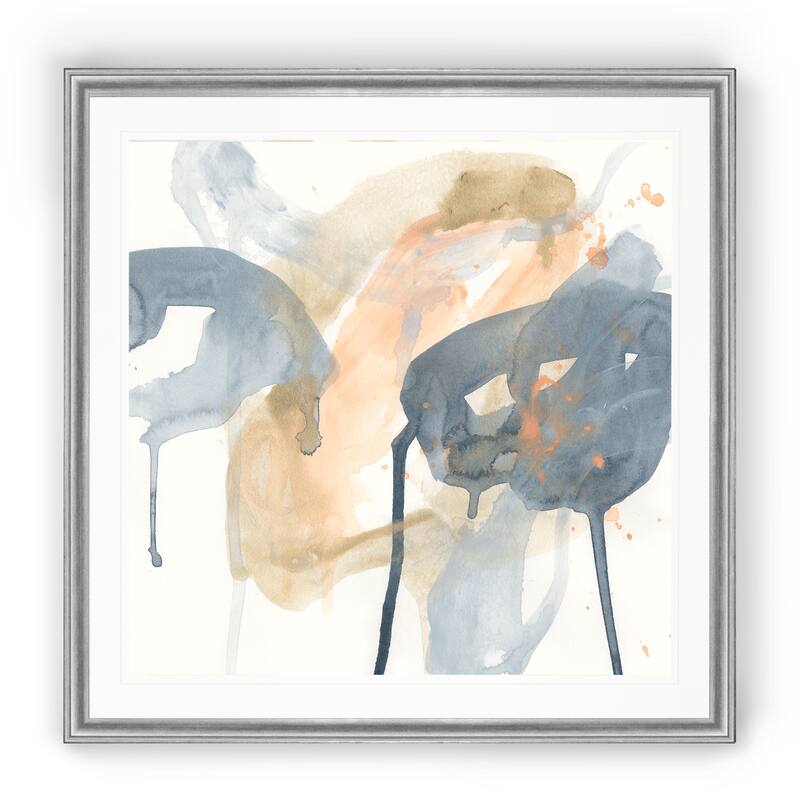 Liquid Blueprint VIII -Black Framed Print - 30 X 30 Silver