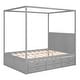 preview thumbnail 15 of 32, Queen Size Canopy Platform Bed with Twin Size Trundle, 3-Storage Drawers, and Sturdy Pinewood Frame, Space-Saving Design, Grey