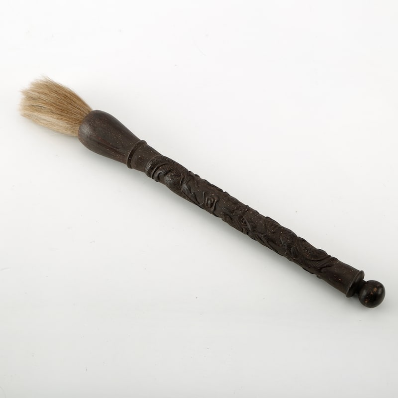 Artissance 20" Brown Wooden Calligraphy Brush With Carved Dragon - Brown