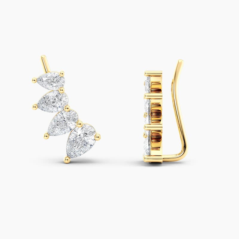 Auriya 1 1/4ctw Pear Lab Grown Diamond Climber Earrings 14-karat Gold (E-F, VS1-VS2) - Yellow