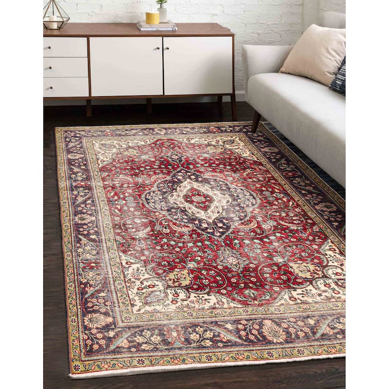 ECARPETGALLERY Hand-knotted Antalya Vintage Red Wool Rug - 6'5 x 9'10
