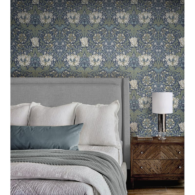 NextWall Ogee Flora Peel and Stick Wallpaper - 20.9 in. W x 18 ft. L