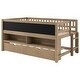 preview thumbnail 6 of 23, Twin Size Low Loft Bed with Trundle and Blackboard, Wooden Loft Bedframe with Storage Shelves and Ladder