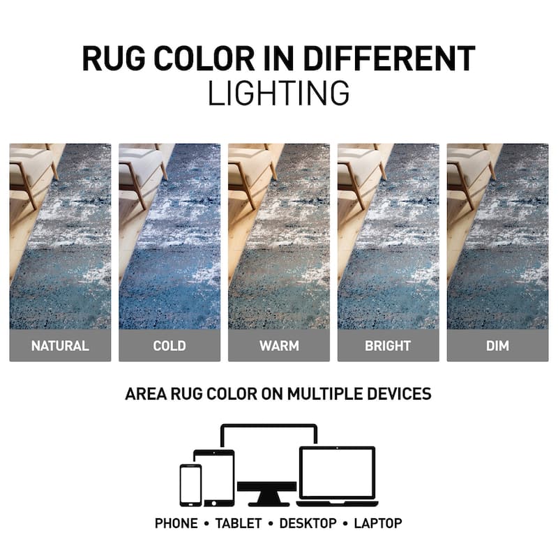 World Rug Gallery Distressed Abstract Watercolor Area Rug