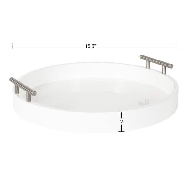 dimension image slide 0 of 7, Kate and Laurel Lipton Round Decorative Tray with Metal Handles