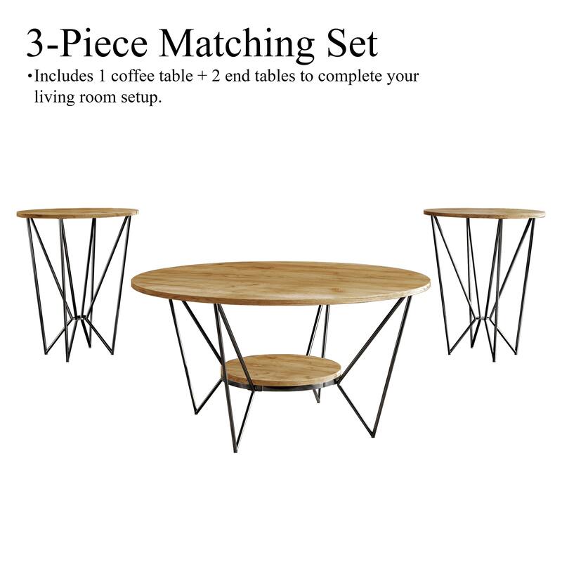 CraftPorch Classic 3- Pieces Coffee Table Set