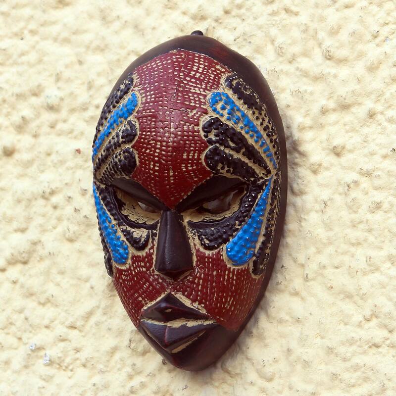 Novica Handmade Face Of Happiness African Wood Mask