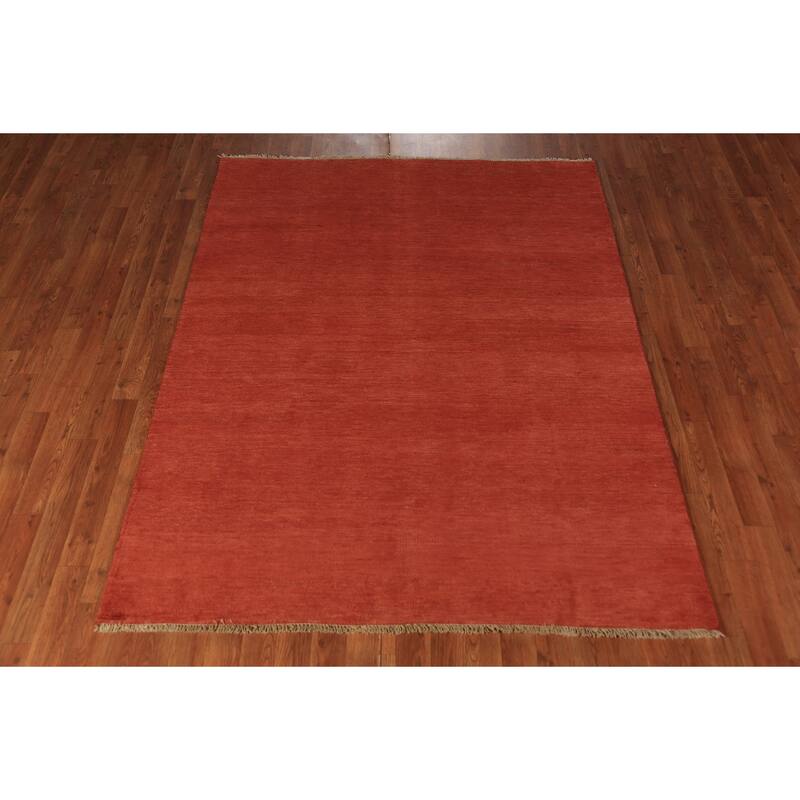 Modern Gabbeh Oriental Rug Hand-Knotted Wool Carpet - 5'0" x 6'6"