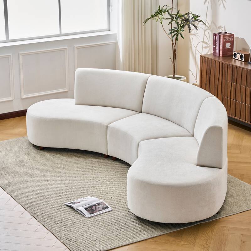 Christopher Knight Home - Luna Modern Upholstered Curved Modular Sofa with Pine Frame
