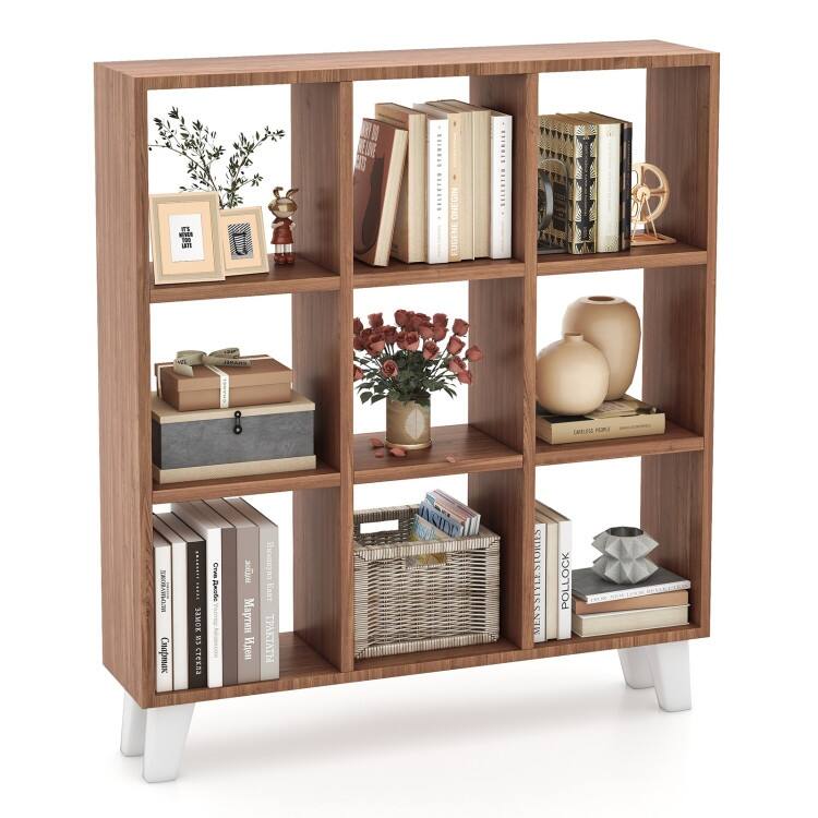 9-Cube Bookcase with 6 Removable Shelves and Raised Support Feet - 35" x 8" x 39.5" (L x W x H)