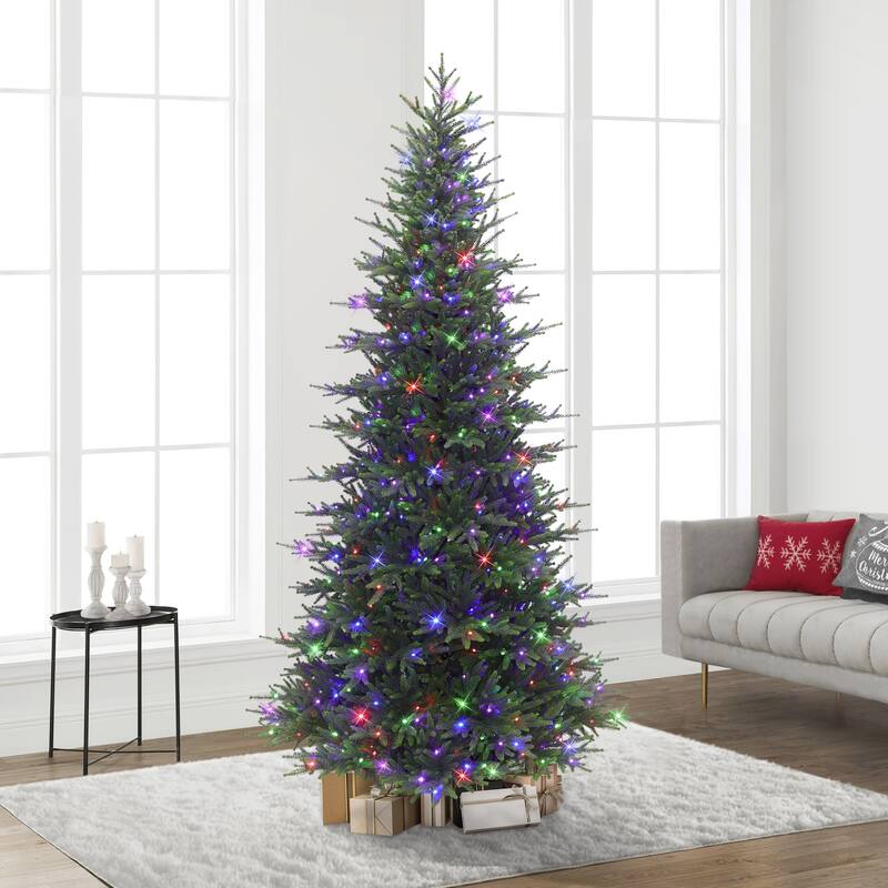 Puleo International 7.5 ft. Pre-Lit Slim Calgary Fir Artificial Christmas Tree