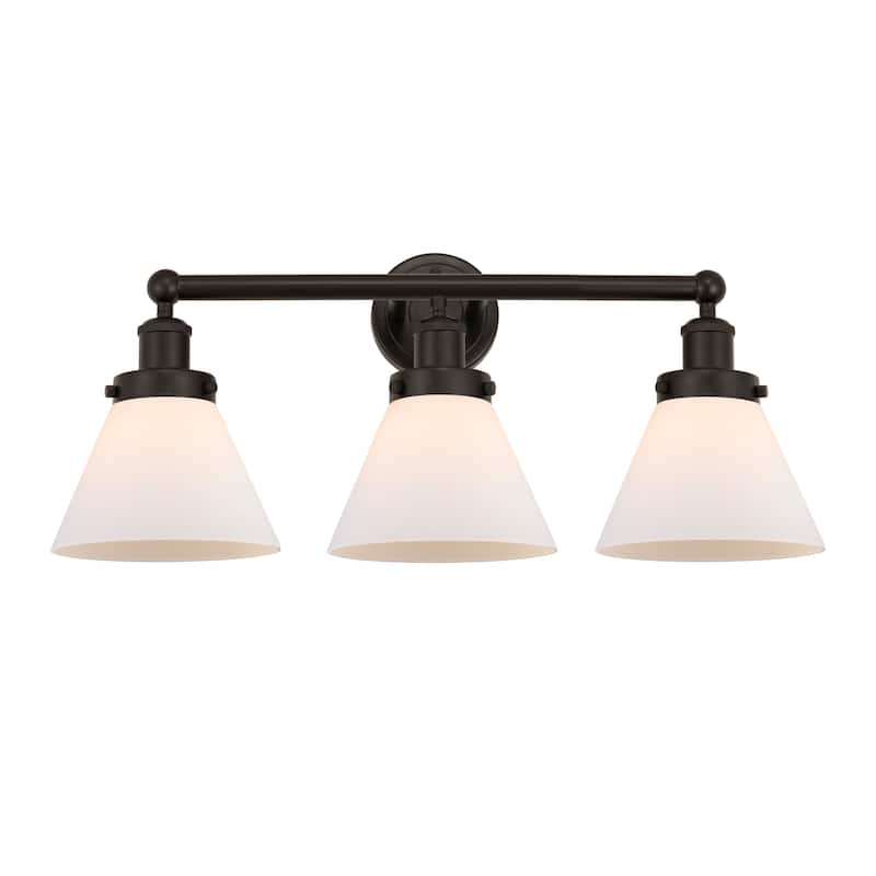 Innovations Lighting 616-3W-12-26 Cone Vanity Cone 3 Light 26" Wide - Oil Rubbed Bronze / Matte White