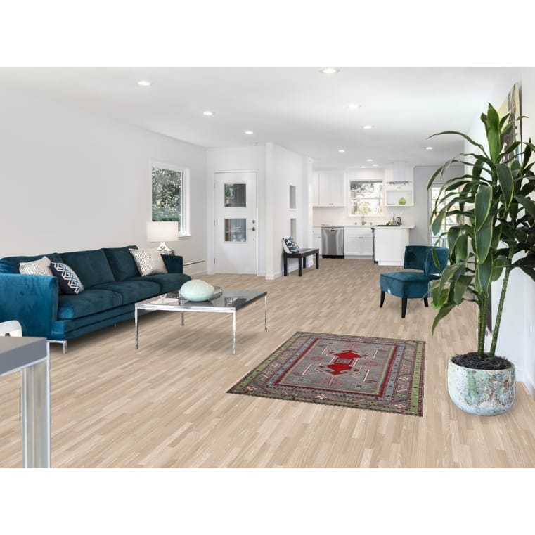 Kazak Accent Rug Hand-Knotted Grey Geometric Wool Carpet - 3'4" x 5'0"