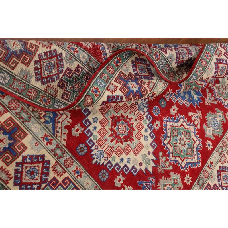 Traditional Kazak Oriental Area Rug Handmade Red Wool Carpet - 5'0" x 6'7"